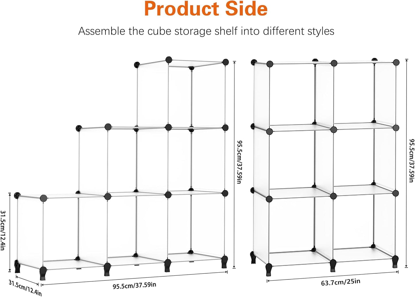 HOMIDEC 6-Cube Storage Organizer, Closet Organizer Storage Shelf Bookcase Bookshelf with Metal Hammer, Storage Cubes Organizer Cabinet for Kids, Closet, Bedroom, Bathroom, (11.8x11.8x11.8 inch)