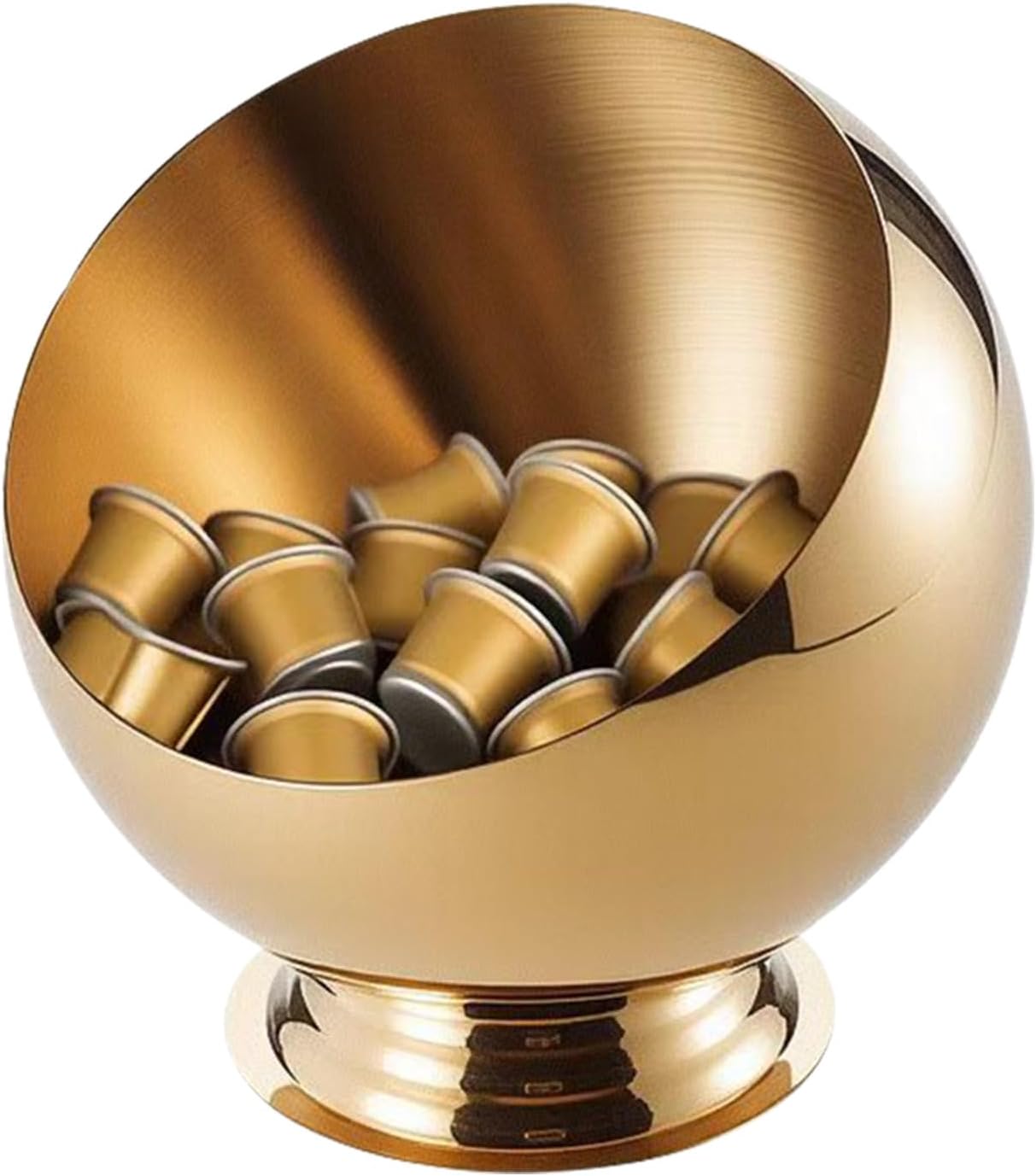 Large Capacity Coffee Pod Holder – Stainless Steel Pod Organizer and Holder | Stylish Coffee Bar Accessories & Countertop Storage (Gold with Base, L)