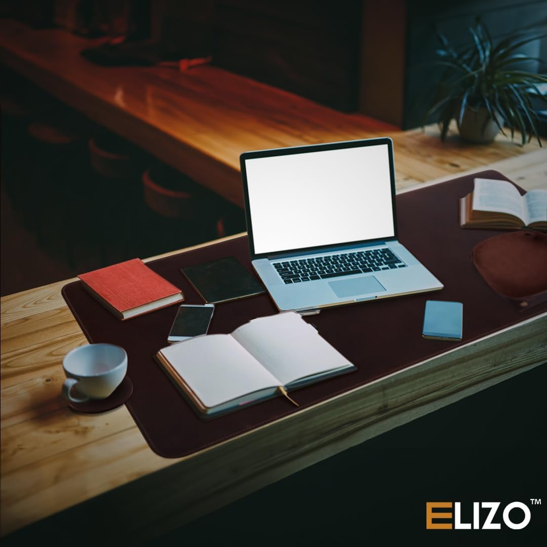 ELIZO Genuine Leather Desk Pad Leather Desk Mat (Hickory, 31x15.6 Single Layer)