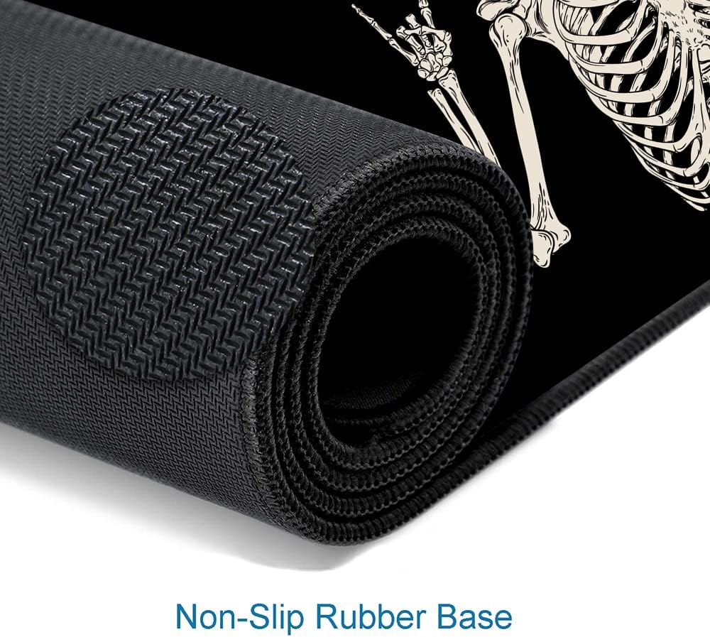 Gaming Mouse Pad, Large Mouse Pads for Desk, Non-Slip Rubber Base Mousepad, Keyboard Mouse Mat, Desk Pad with Stitched Edges, 31.5x11.8 inch Black Human Skeleton