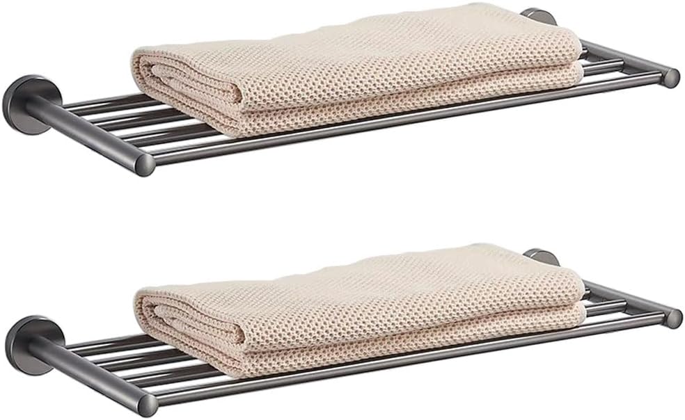 20 Inch Bathroom Towel Rack, Hotel Style Towel Racks for Bathroom Wall Mounted, Modern Towel Bar Rack, 2-Tier Towel Shelves, Gray