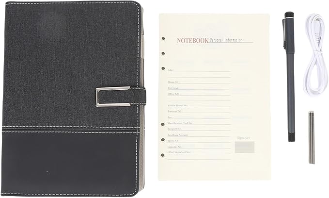 Digital Smart Pen and Notebook, Real Time Sync for Digitizing, Convert to Text, Offline Storage, Sharing Paper Notes, Smartpen Writing Set for Phones, Tablets, Study Notes (Black)