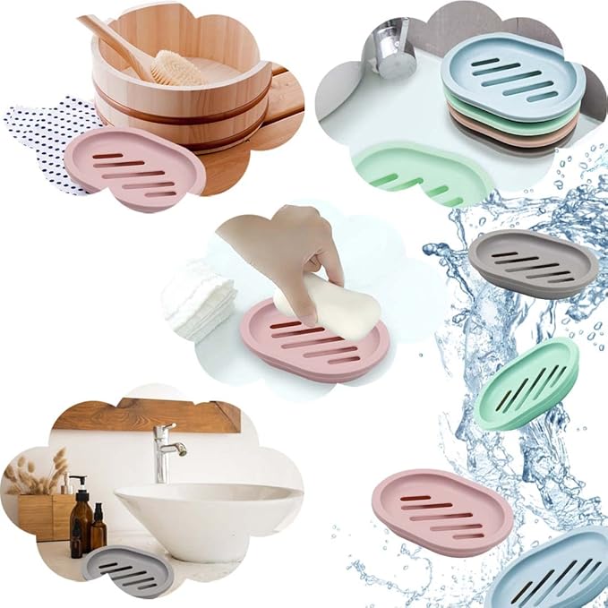 4Pcs Double-Layer Bar Soap Holder for Shower Soap Dish with Drain Soap Saver Box Container Plastic Soap Dish for Bathroom Counter,Kitchen,Toilet