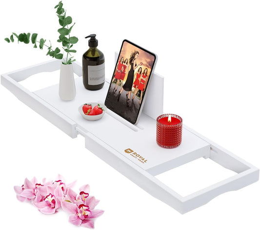 ROYAL CRAFT WOOD Premium Bathtub Tray - Expandable Bath Tray for Tub - Luxury Bathtub & Bathroom Accessories