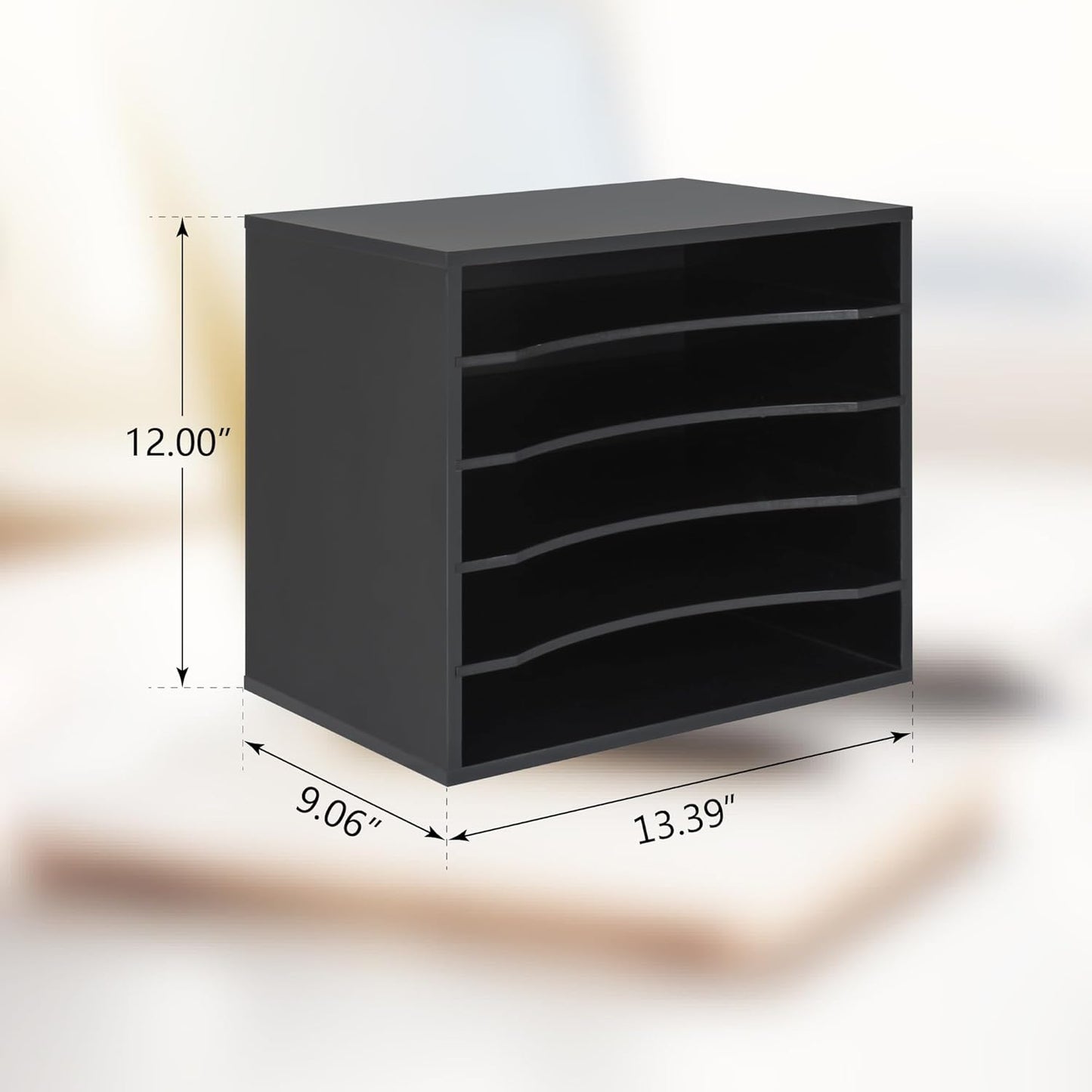 EMERIT Paper Organzier Wood Desktop Organizer Storage Letter Tray File Sorter with Adjustable Shelves for Home Office