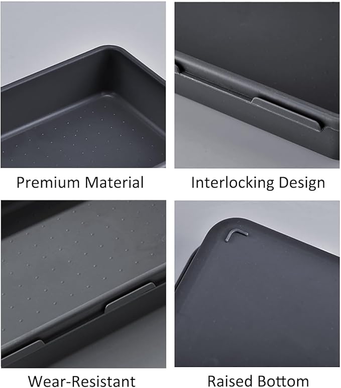 8PCS Plastic Interlocking Drawer Organizer, 3 Sizes Versatile Desk Drawer Organizer Trays, Drawer Dividers, Organization and Storage Bins for Tools, Office, Jewelries, Kitchen Utensils and Makeup