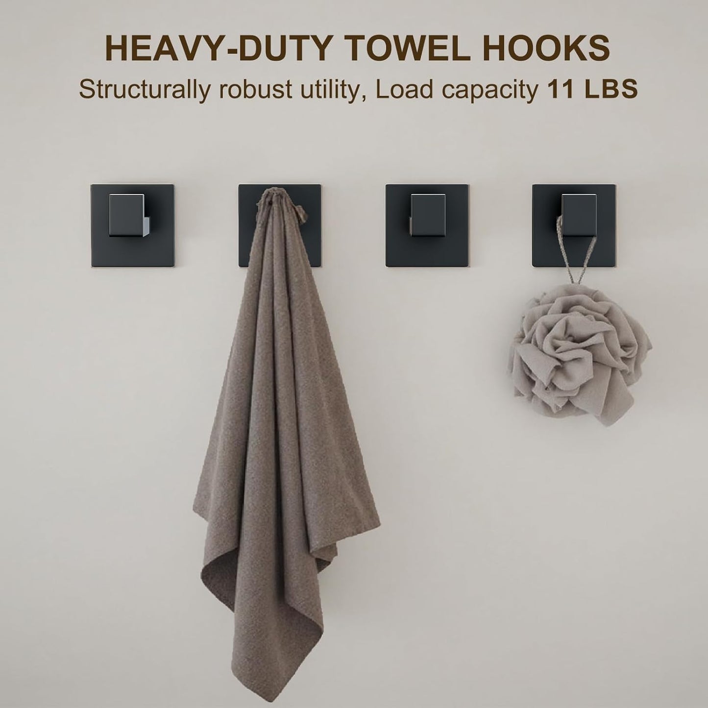 10 Pcs SUS304 Stainless Steel Bathroom Accessories Set, 23.6" Towel Bar, Toilet Paper Holder, Rectangular Towel Ring, Towel Hooks, Minimalist Design for All Styles Bathrooms (Matte Black)