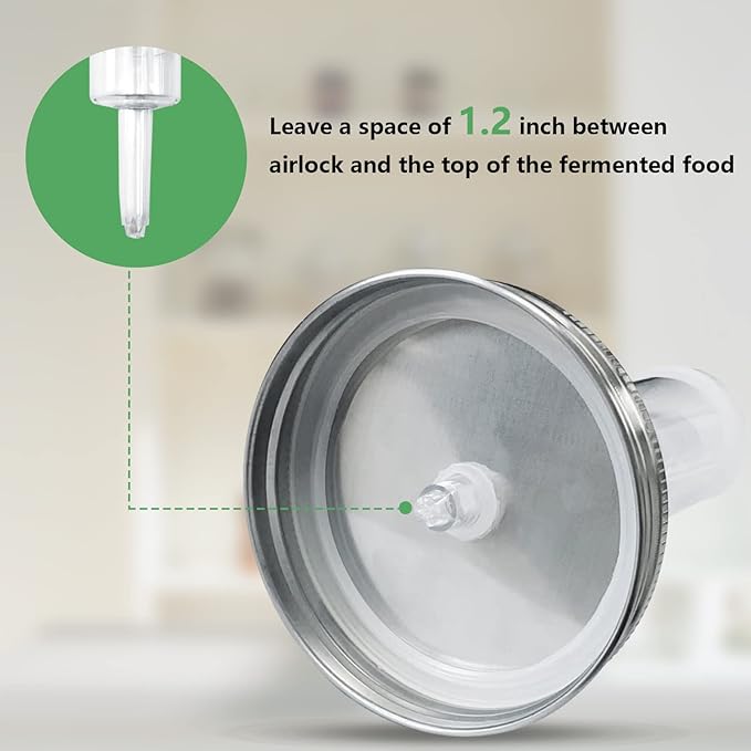 Artcome 28 Pcs Fermentation Kit-5 Stainless Steel Fermentation Lids, 5 Glass Weights, 5 Airlocks, 6 Silicone Rings, 6 Silicone Grommet, 1 Silicone Tong for Wide Mouth Mason Jar(Jars Not Included)