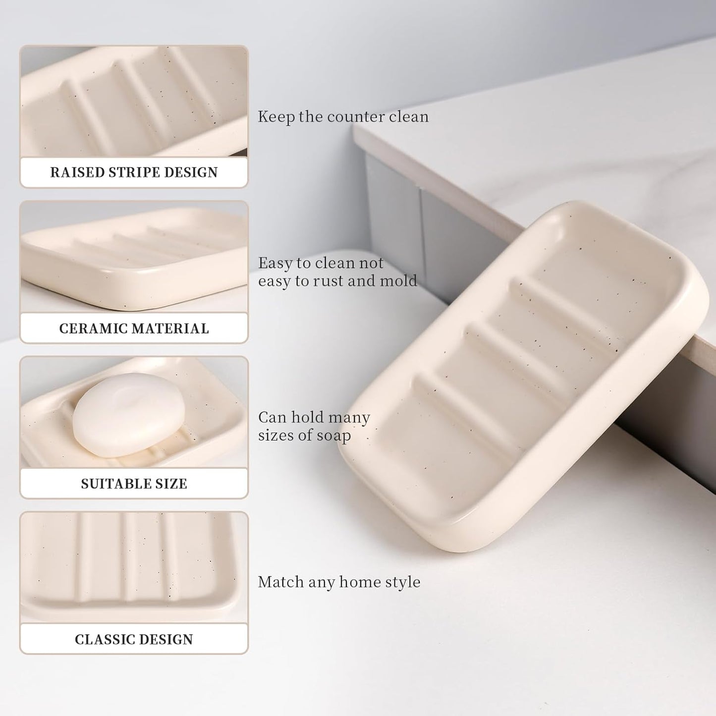 BosilunLife Ceramic Bathroom Accessories Sets - Apricot Bathroom Vanity Sets Accessories Soap Dispenser Toothbrush Holder Set, Soap Dish and Cotton Swab Jars, Bath Accessories Sets for Bathroom