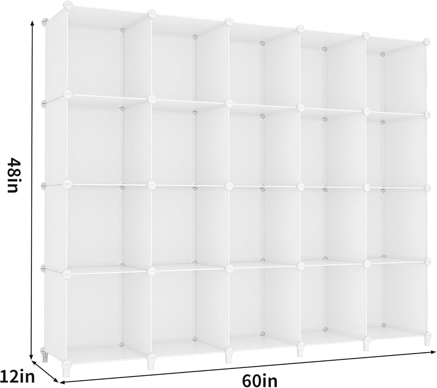 HOMIDEC 20-Cube Storage Shelf, Storage Bookcase Bookshelf with Metal Hammer, Storage Cubes Organizer Cabinet for Kids, Closet, Bedroom, Bathroom, (11.8x11.8x11.8 inch)