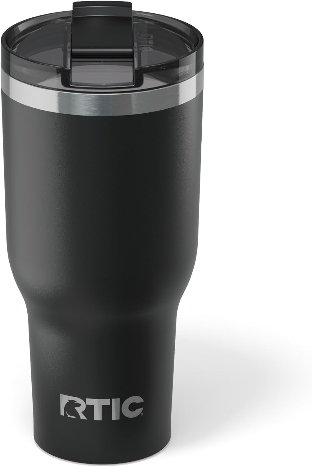 RTIC 40oz Essential Tumbler with Lid, Ceramic Lined, Insulated, Stainless Steel, Metal, Double Wall Vacuum-Insulation, Travel Cup for Iced Coffee, Tea, Hot and Cold Drink, Black