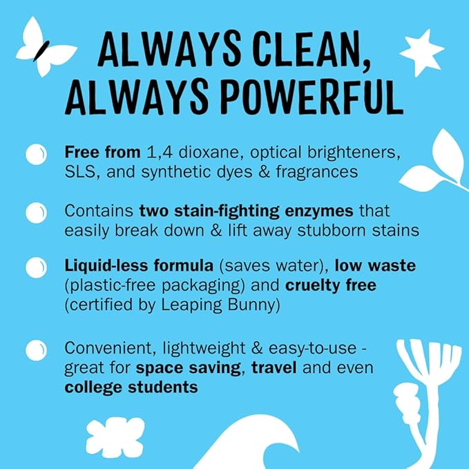 Molly’s Suds Laundry Detergent Sheets | Gentle on Sensitive Skin, Powerful Bio-Based Enzymes, Stain-Fighting | Liquidless & Plastic-Free Packaging | 120 Loads (Peppermint)