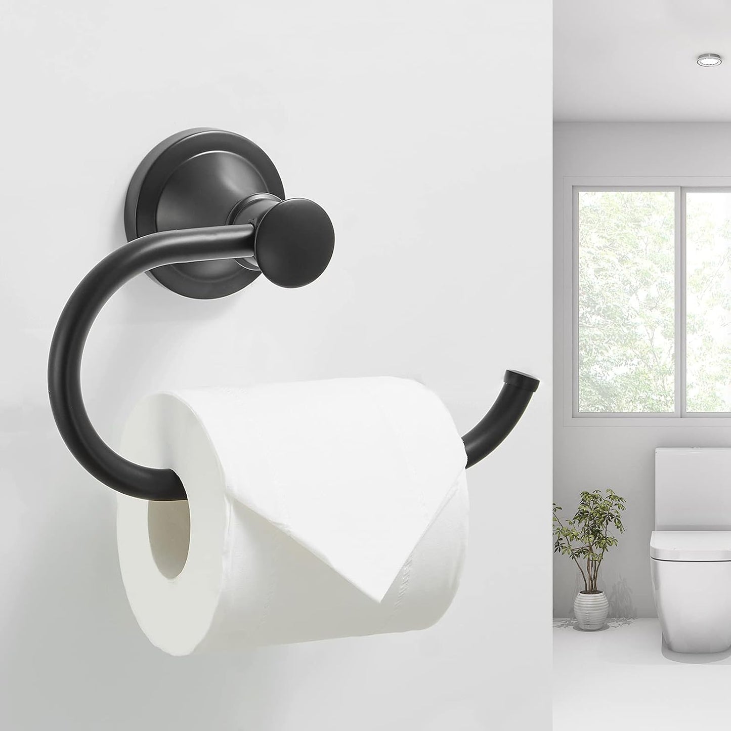 BESy Matte Black Toilet Tissue Paper Holder Matte Black Bathroom Accessories Toilet roll Paper Hanger, Wall Mounted, Rustproof