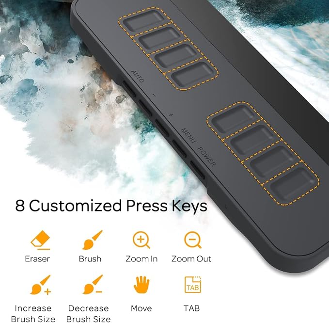 GAOMON PD1161 Drawing Tablet 11.6 Inch IPS Tilt Support Pen Display - Drawing Pad with 8 Shortcuts and 8192 Levels Battery-Free AP50 Stylus Black