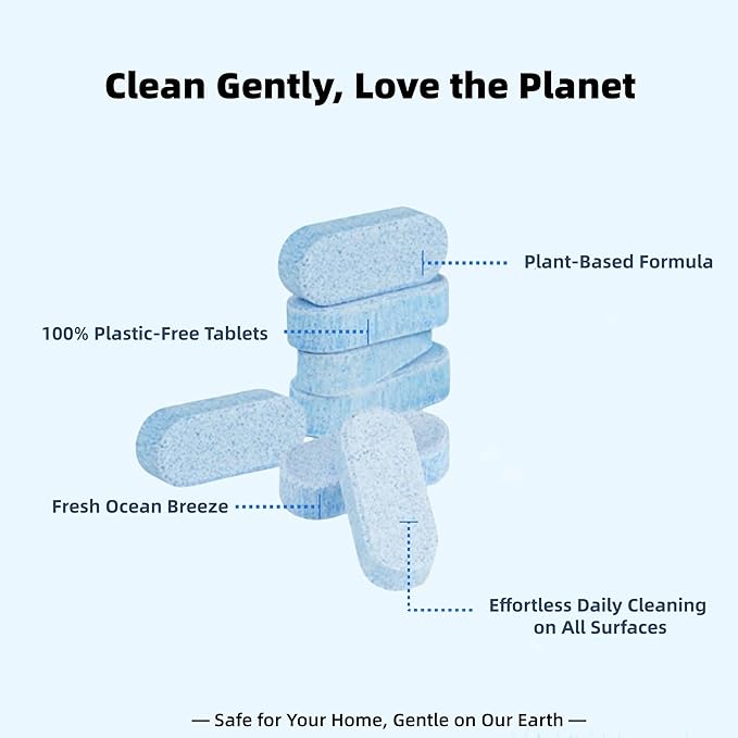 All Purpose Cleaner Starter Kit – Eco-Friendly Multipurpose Cleaner Set with Refillable Glass Spray Bottle, 12 Concentrated Cleaner Tablets & 2 Microfiber Cloths（12 x 16 Fl oz）–Plastic-Free