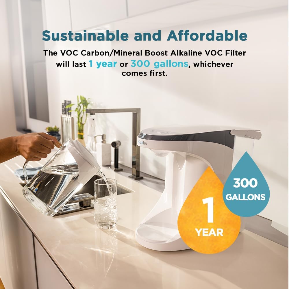 AquaTru Carafe Smart Alkaline Countertop Water Purifier | App-Connected 4-Stage Reverse Osmosis System with Glass Carafe Removes Forever Chemicals, Lead & Fluoride | Adds Minerals | No Plumbing