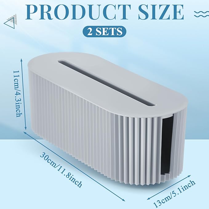 Marsui 2 Pcs Cable Management Box Cord Hider Organizer with 46 Pcs Cable Management Kit Wire Box for Power Strips Surge Protectors Desk TV Computer Wires Home Office(Gray)