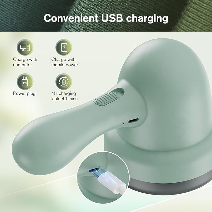 Fabric Shaver, Lint Remover for Clothes, Electric Lint Remover with 3 Replaceable Blades, Removes Fabric Pills, Rechargeable Sweater Defuzzer Pill Remover, Depiller Effectively Remove Pills, Lint