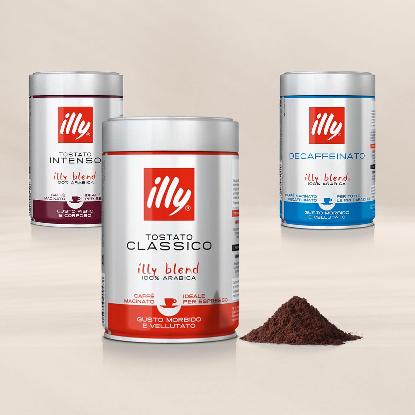 illy Ground Coffee Espresso - 100% Arabica Coffee Ground – Classico Decaf Roast - Notes of Caramel, Toasted Bread & Chocolate - Rich Aromatic Profile - Precise Roast - No Preservatives – 8.8 Ounce