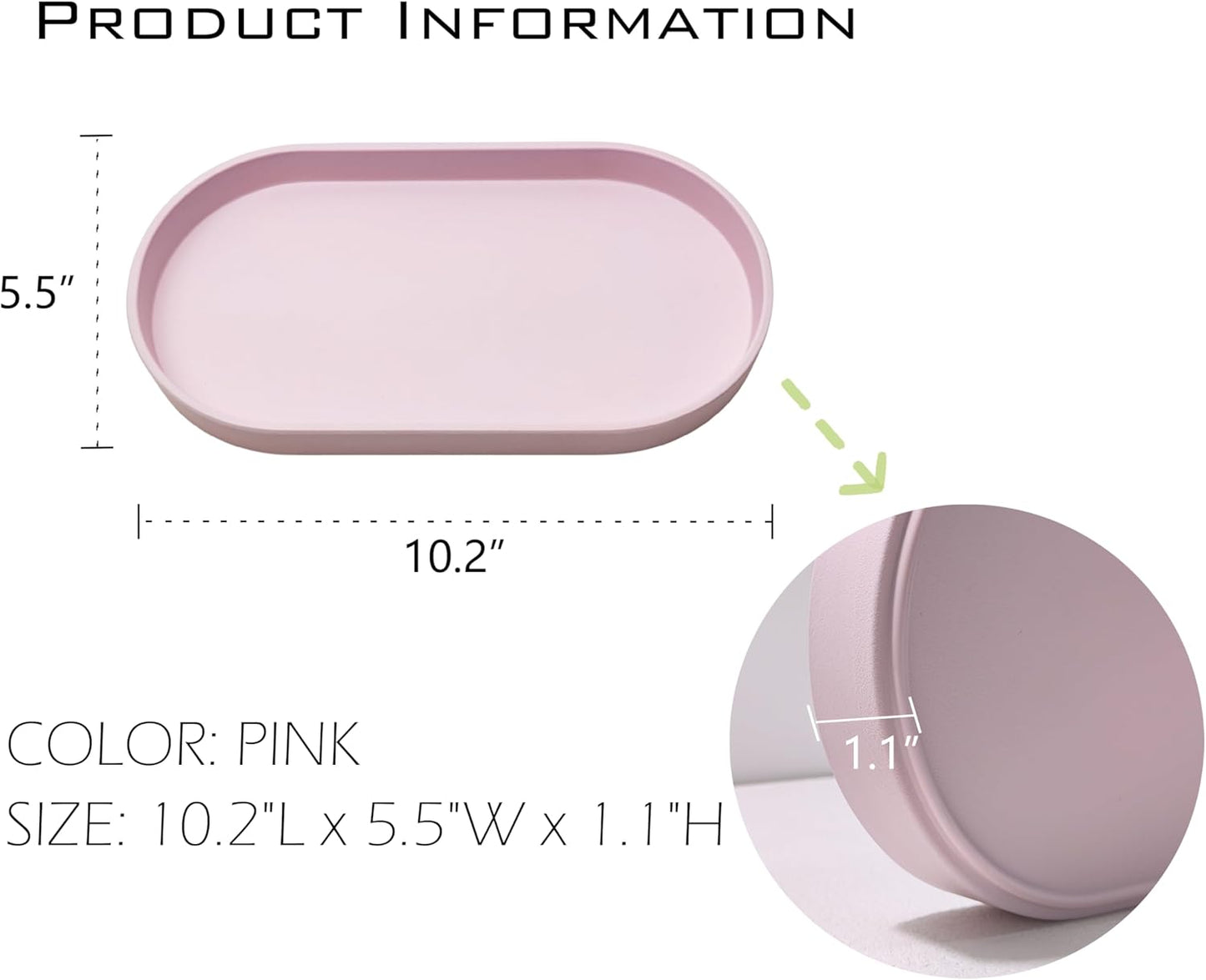 Pink Small Tray (10 inch), Oval Tray for Bathtub Bathroom Vanity Items, Countertop Organizer, Soap, Perfume.