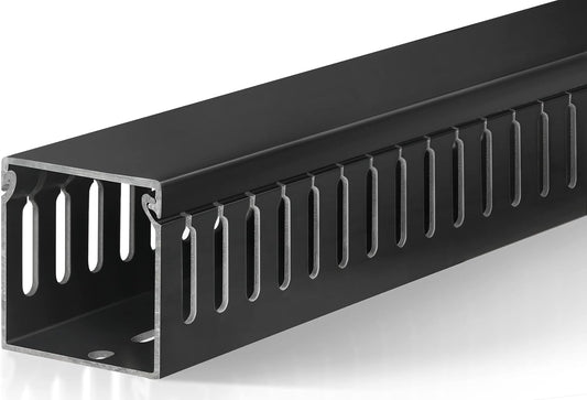 ZhiYo 2x2inCable Raceway, 6.6ft (2xL3.3ft) Server Rack Cable Management Under Desk Cord Organizer, Electrical Safe PVC Cable Channel Open Slot Wire Raceway for Network/PC/TVs, Wire Duct Black