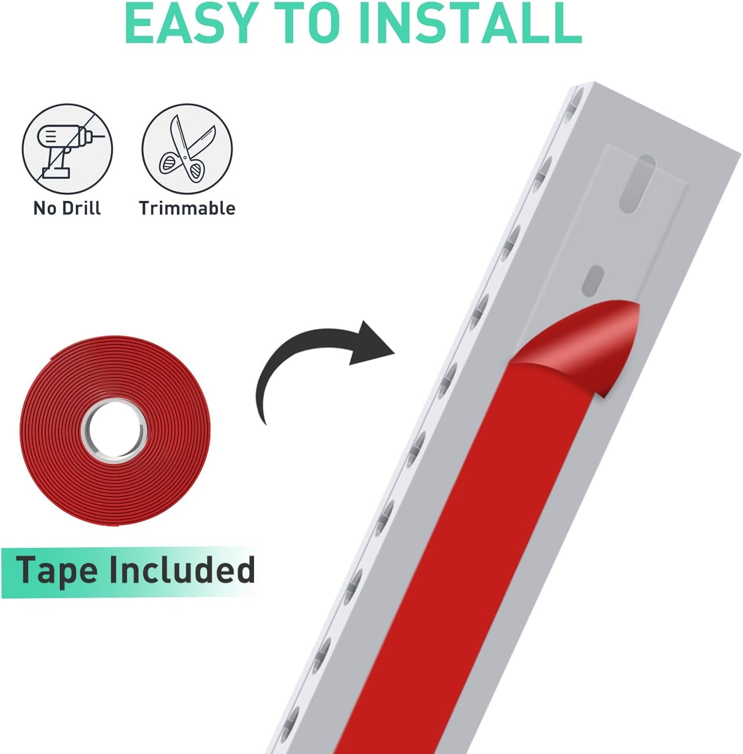 Updated White Cable Raceway Kit, 155（10x15.5） inch Open Slot Wire Covers for Cords, Cable Management System to Hide Under Desk/TV/Computer/Net/Power Cords(Pack 10)