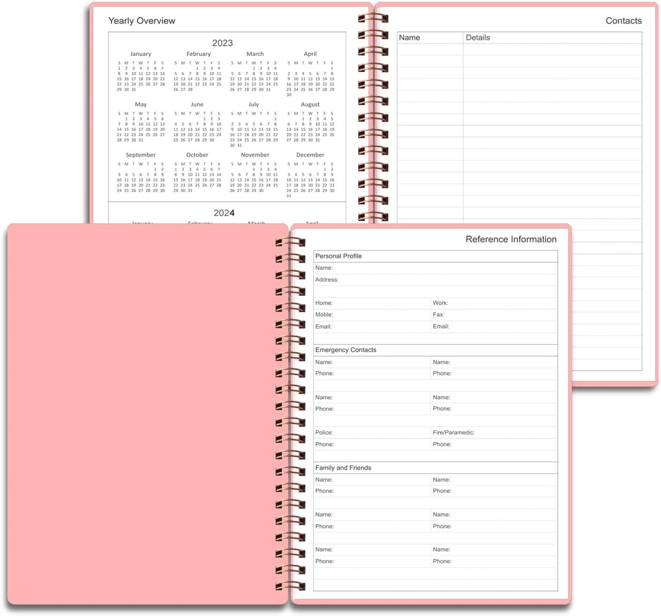 Tiankool Undated Daily Planner,Undated Planner with Hourly Schedules, Top Priorities Items and To Do List, A5 Daily Organizer Notebook to Increase Productivity, 5.8 × 8.2 Inch,Pink