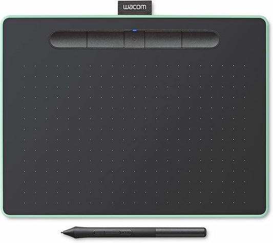 Wacom Intuos Medium Bluetooth Graphics Drawing Tablet, Portable for Teachers, Students and Creators, 4 Customizable ExpressKeys, Compatible with Chromebook Mac OS Android and Windows - Pistachio