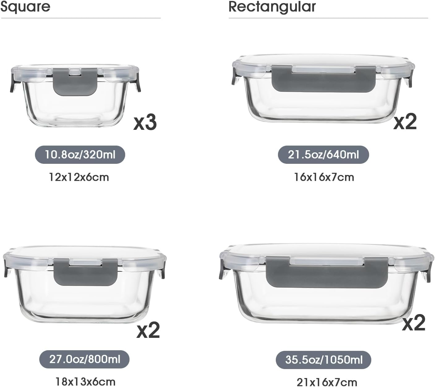 18 Pieces Glass Food Storage Containers with Lids,Airtight Glass Meal Prep Containers,Glass Storage Containers Set for Kitchen,Pantry BPA Free & Leak Proof (9 lids & 9 Containers)