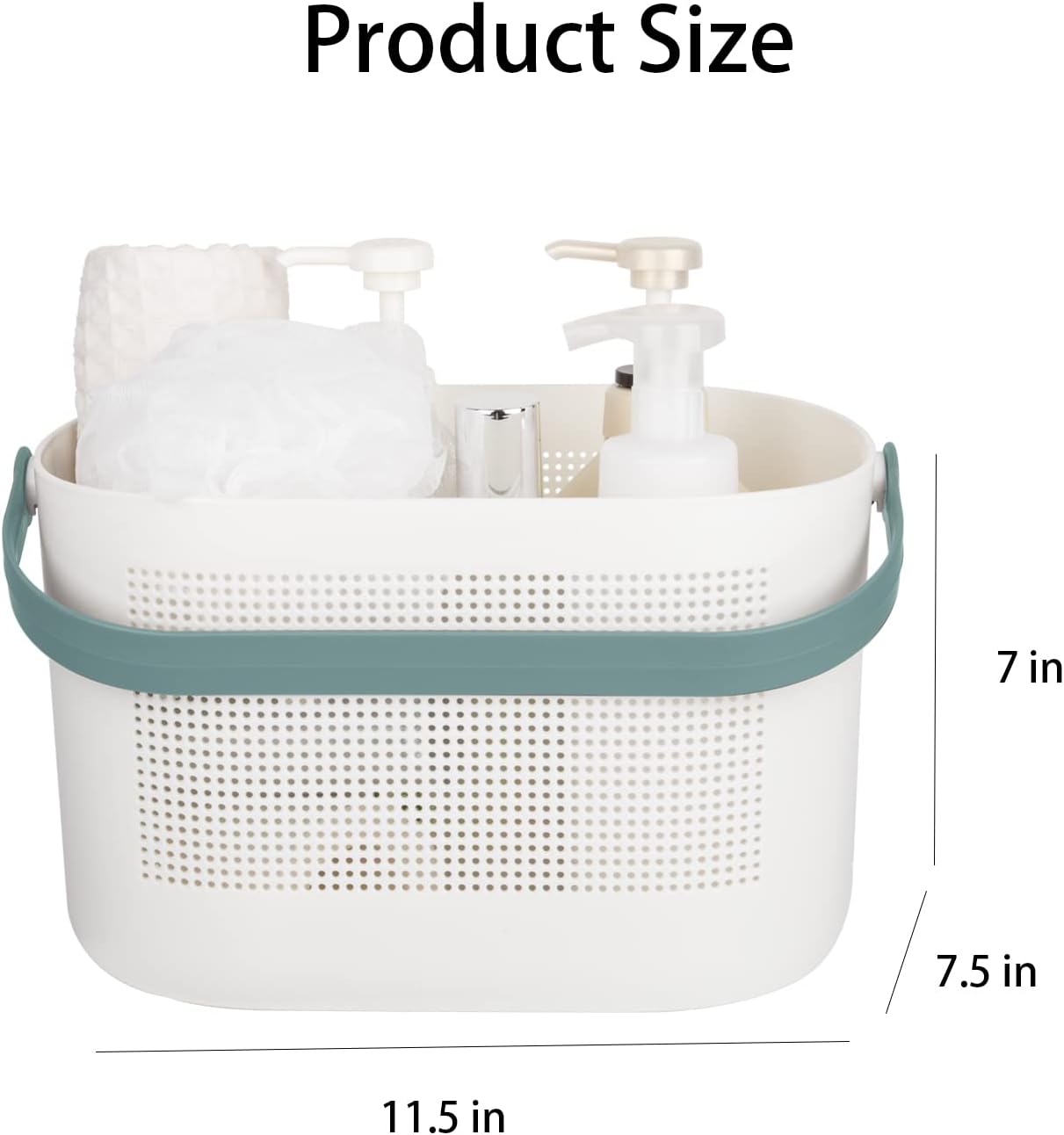 UUJOLY Plastic Storage Baskets with Handles, Shower Caddy Shelf Organizers Basket for Bathroom, Kitchen, Dorm Room, Green, 2 Pack