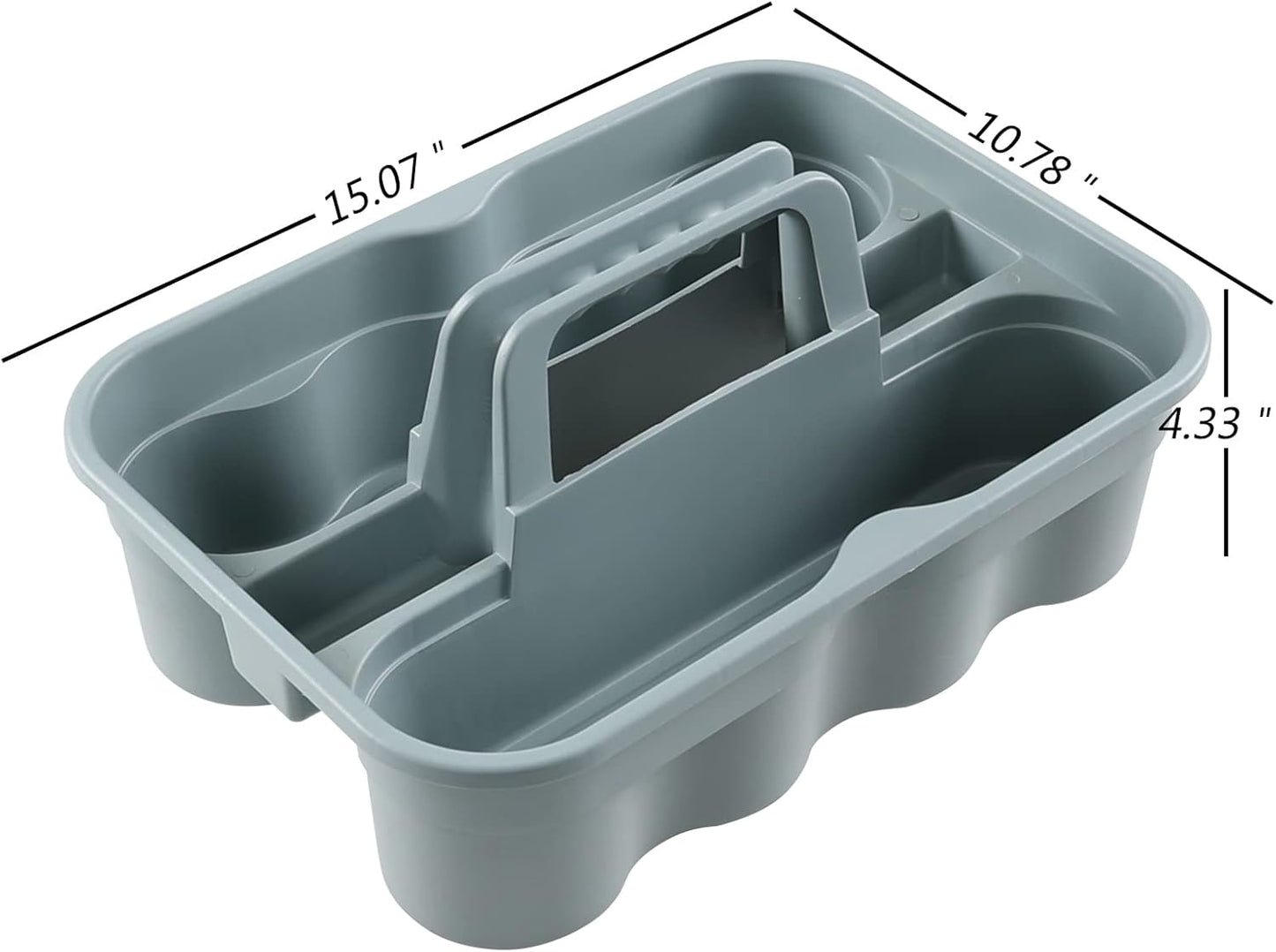 6-Pack Plastic Caddy for Cleaning Products, Caddy with Handle, Gray