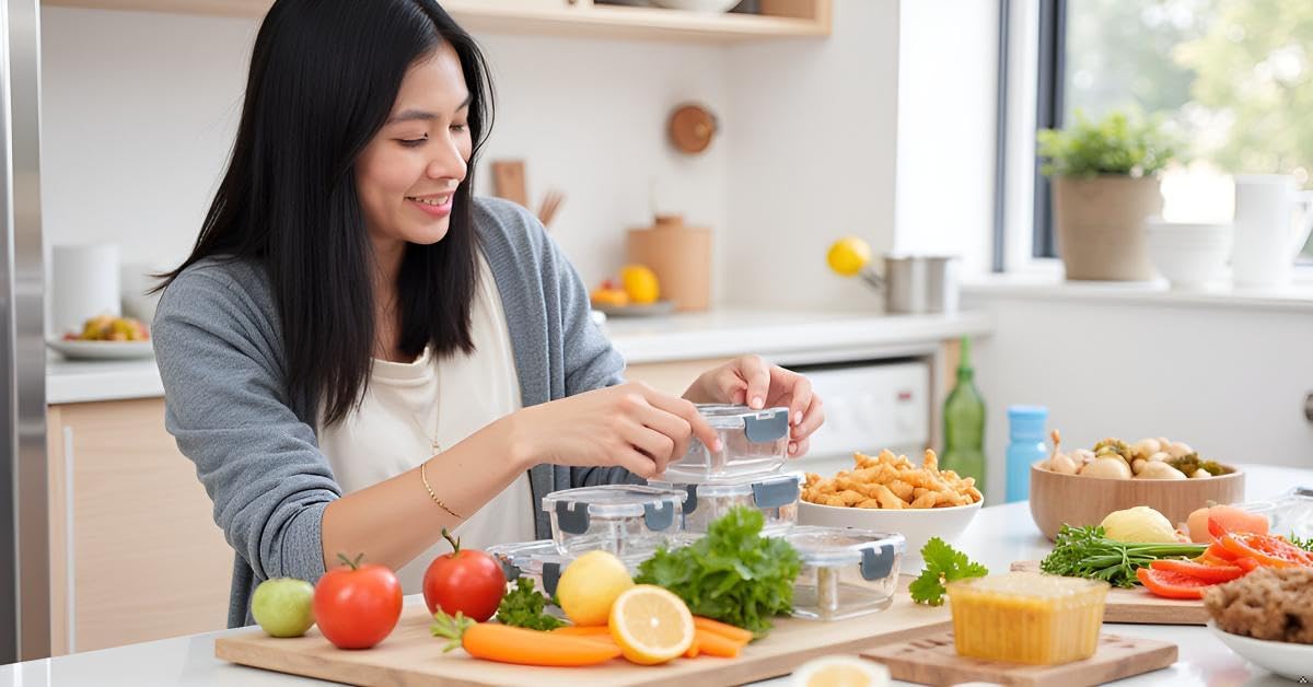 [6-piece set] Glass food preparation and storage containers with lids that provide a good seal. Glass lunch boxes that are microwave, oven, freezer, dishwasher safe. (square)