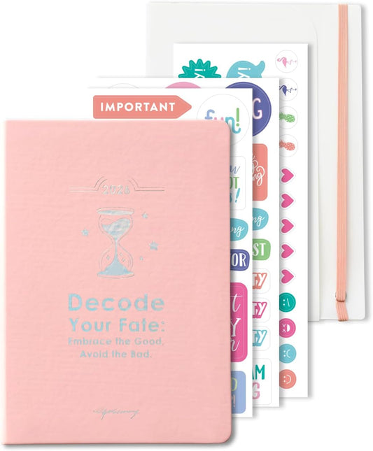 2026 Life Planner with Removable Folder and Elastic Bookmark, Daily Organizer with Forecast, Calligraphy Practice, Habit Tracker, To-Do Lists, and Weekly Layout, Pink