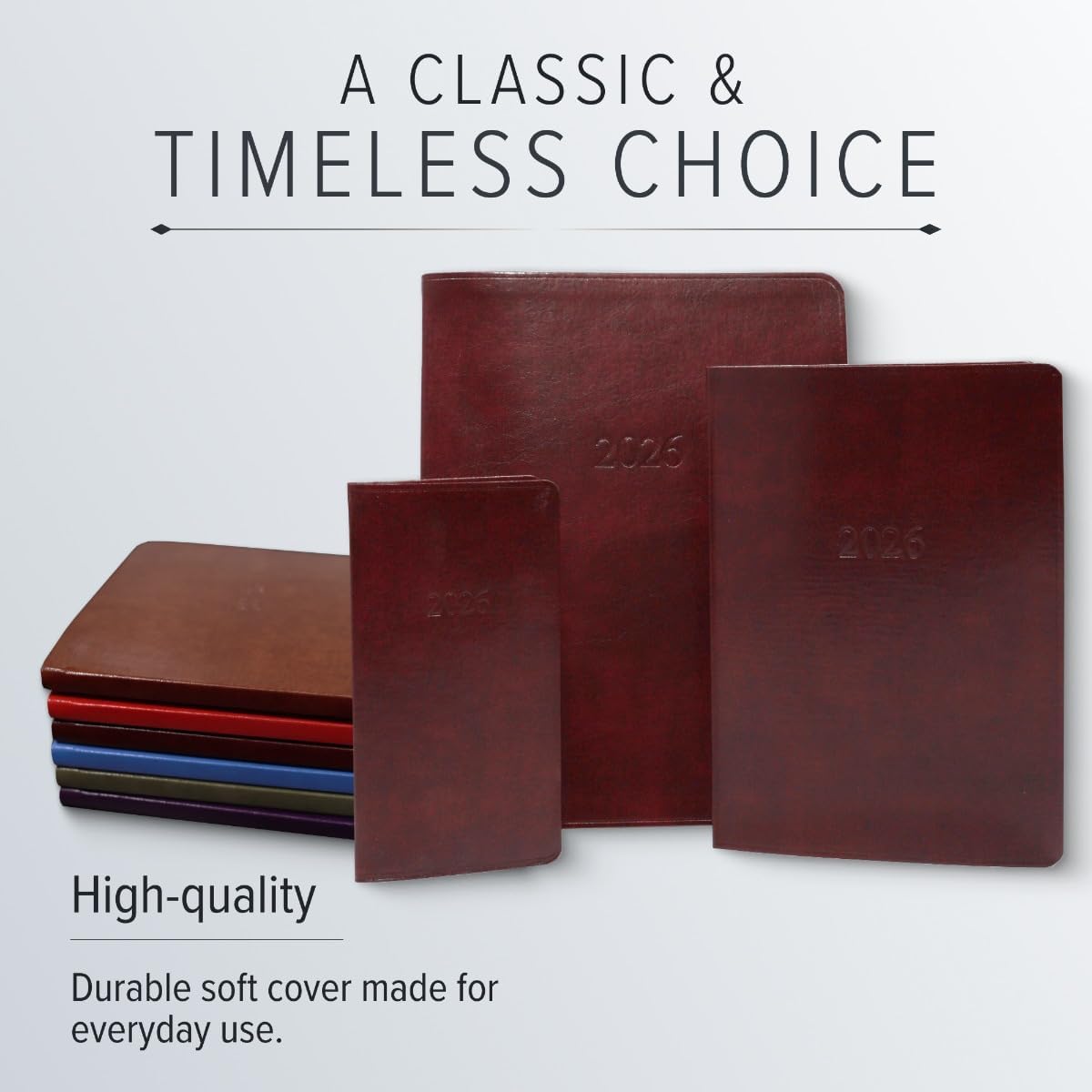 Gallery Leather Desk Monthly Planner 2025-2026, Elegantly Bound Calendar Planner and Notebook with Stylish Gold-Gilded Page Edges, 18 Months - Acadia Malibu - 8x5.5”