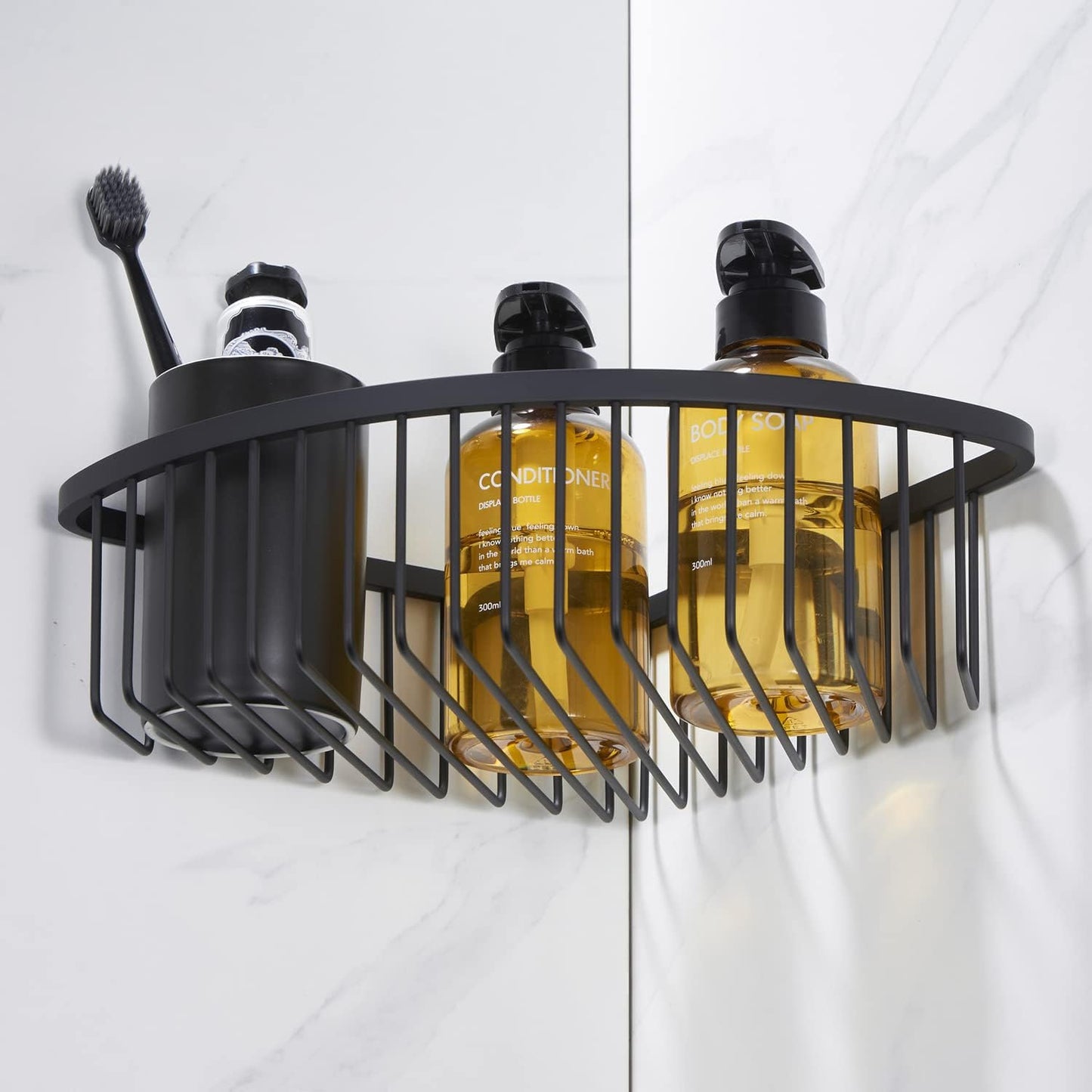 Corner Shower Caddy Organizer, SUS304 Stainless Steel Heavy Duty Rust-Proof Shelf Organizer, Wall Mounted Storage Rack for Bathroom Kitchen, Matte Black