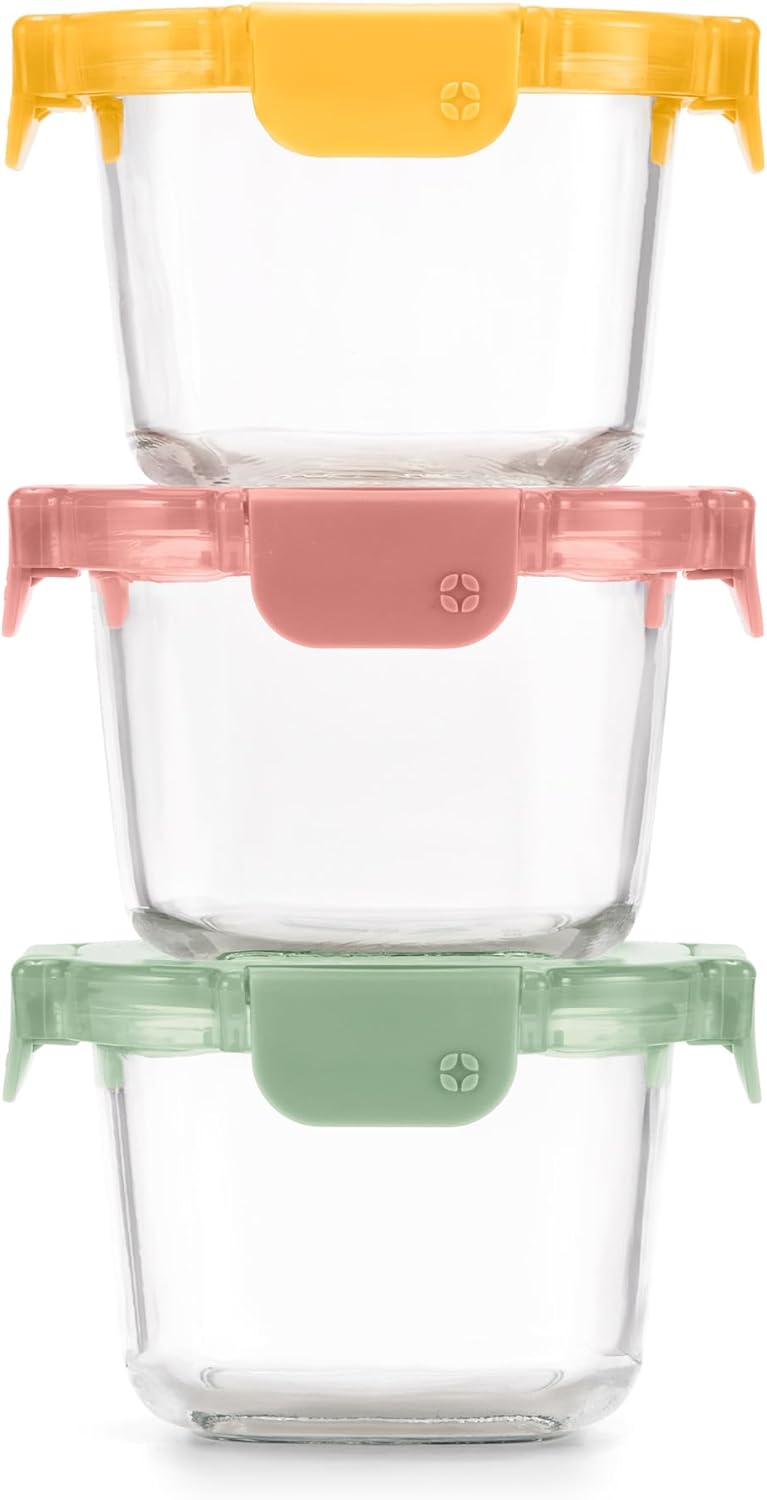 Ello Color Lock 2 Cup 6PC, 3 Pack Glass Meal Prep Sets Leak-Proof Glass Food Storage Containers with Airtight BPA-Free Plastic Lids, Dishwasher, Microwave, and Freezer Safe, Desert Festival