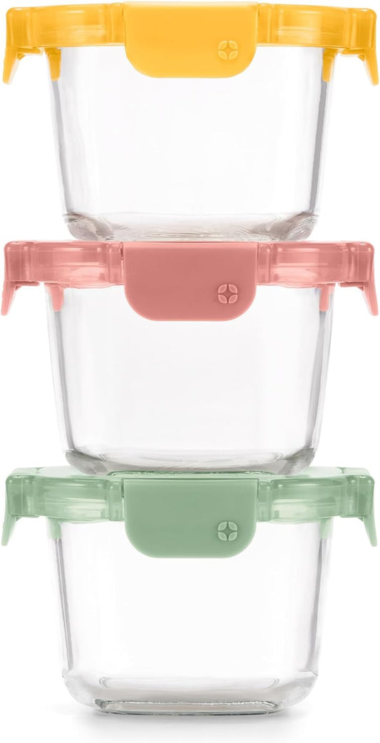 Ello Color Lock 2 Cup 6PC, 3 Pack Glass Meal Prep Sets Leak-Proof Glass Food Storage Containers with Airtight BPA-Free Plastic Lids, Dishwasher, Microwave, and Freezer Safe, Desert Festival