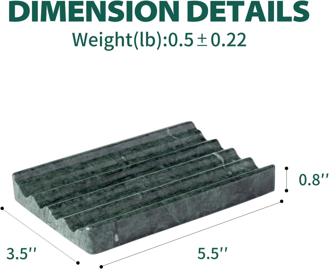 Soap Holder, Marble Soap Dish for Shower, Green Bar Soaps Holder with Water Ripple Design, Easy Cleaning Soaps Saver for Kitchen Sink，Bathroom, Executive Indian Natural Stone Soap Tray