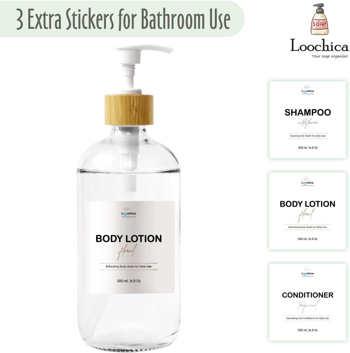 Clear Glass Soap Bottle - Hands Free Dispenser for Kitchen or Bathroom