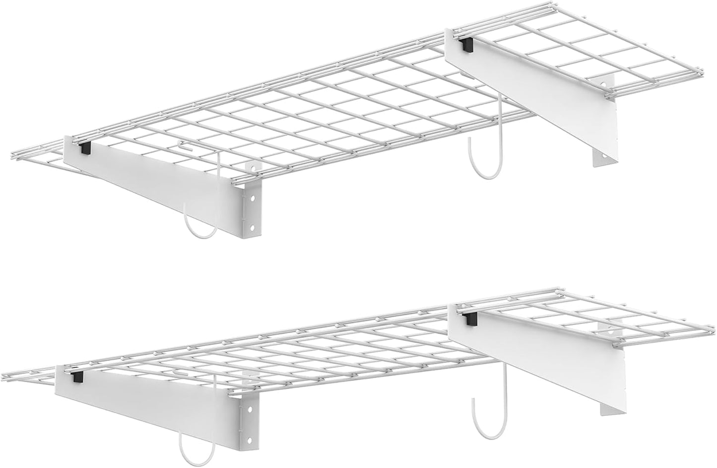 WALMANN 2 Pack Garage Wall Shelves, 45x15 inch Wall Mounted Storage Shelves for Garage Heavy Duty Floating Shelf, Holds Up to 220 lbs(White)