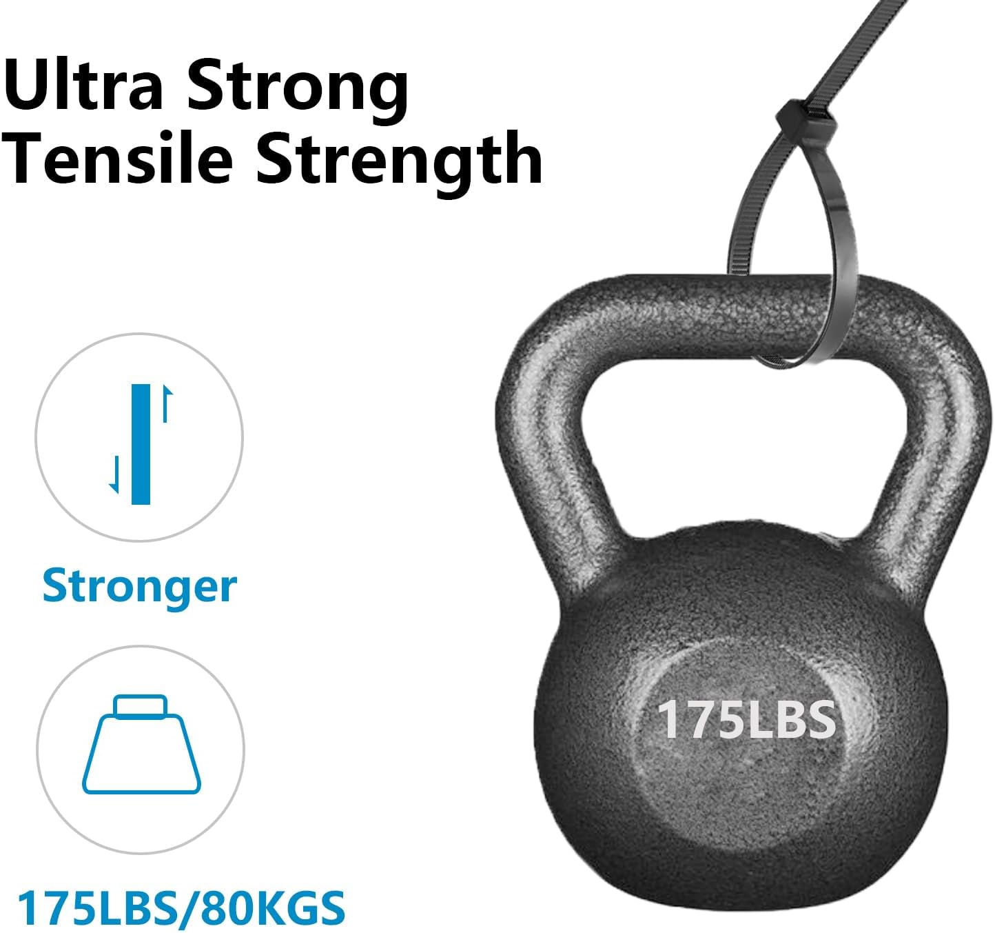 100PCS 24 inch Cable Zip Ties Heavy Duty 175lbs Tensile Strength Nylon Long Wire Ties Self-Locking Durable Plastic Tie Wraps for Indoor and Outdoor UV Resistant(White)