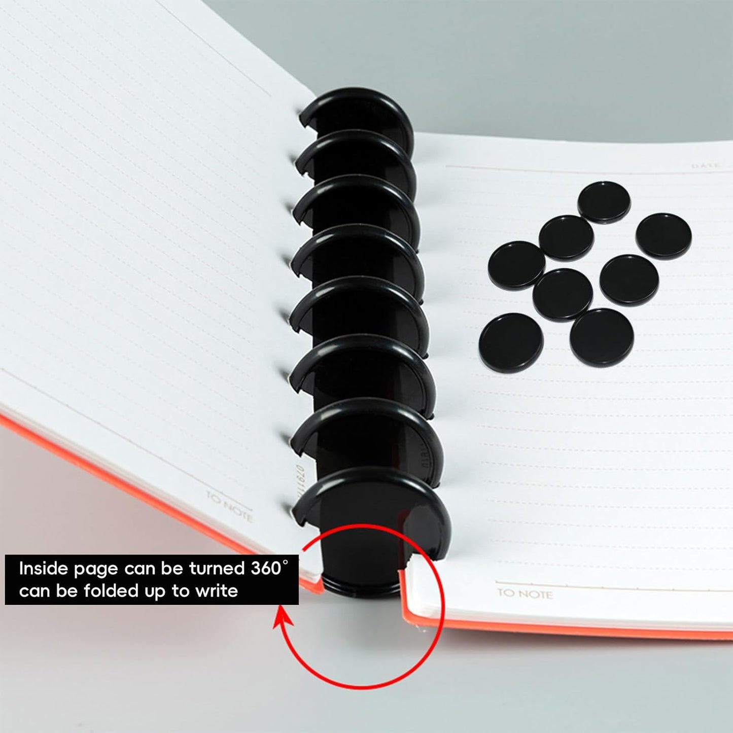 30 Pcs Discbound Expansion Discs, 2 Inch Black Plastic Expansion Discs Binding Ring for DIY Notebooks Arc System Notebooks and Planner Scrapbooking Supplies