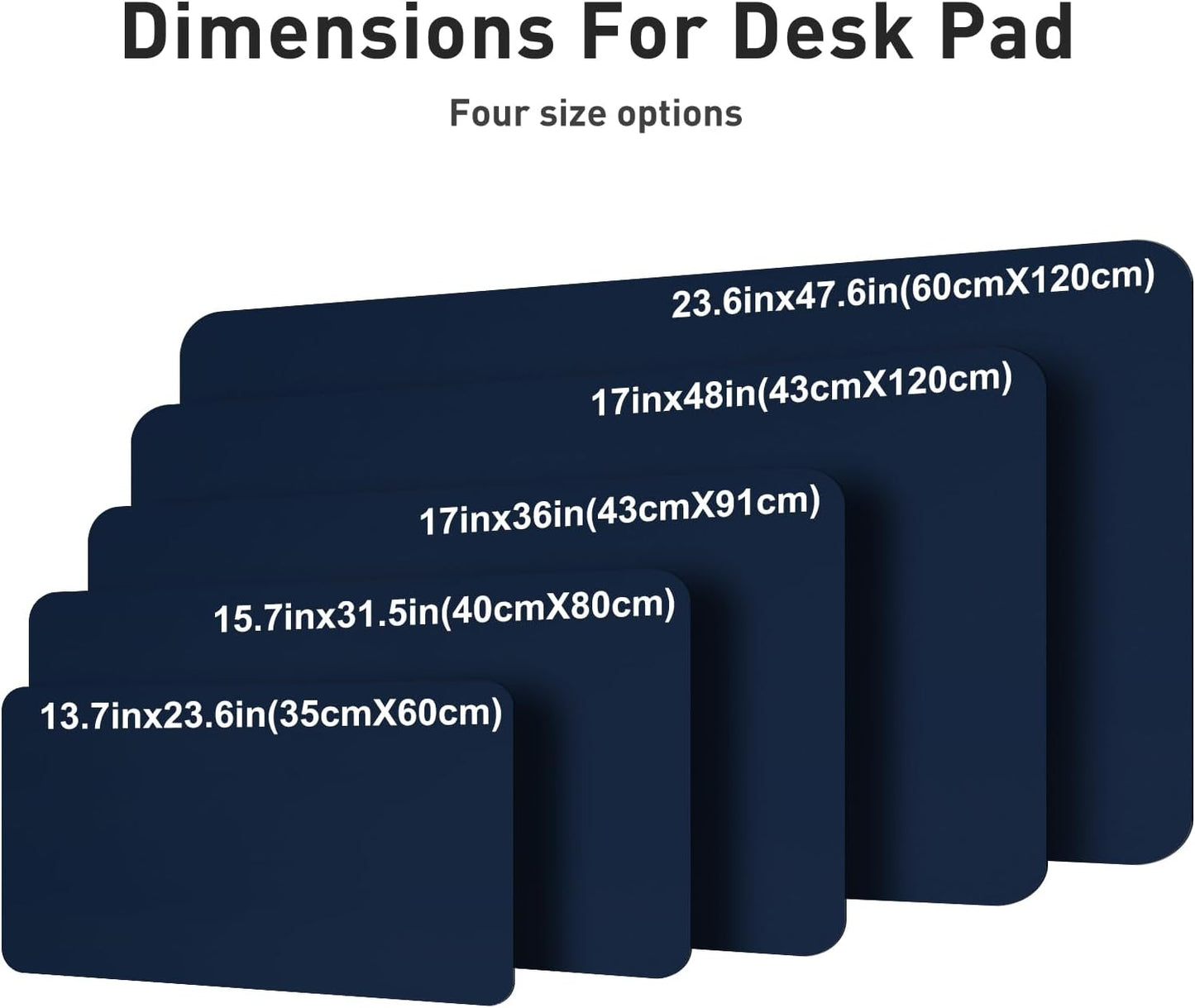 Aothia Faux Leather Desk Mat – Large Mouse Pad, Non-Slip PU Leather Blotter, Waterproof Writing Surface for Office and Home (Dark Blue, 47.2" x 23.6")