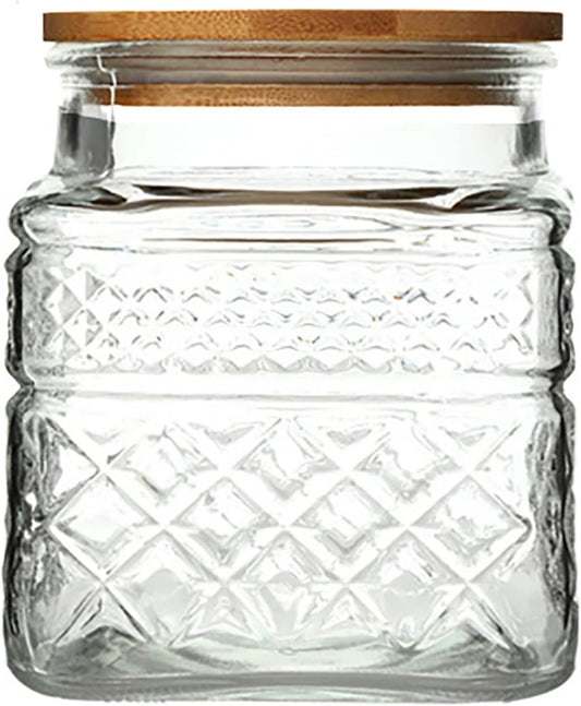 Glass Storage Jars, 38 FL OZ Airtight Canisters with Bamboo Lid, Decorative Kitchen Containers for Cereal, Nuts, Snacks, Candy, Cookies, Coffee, Tea