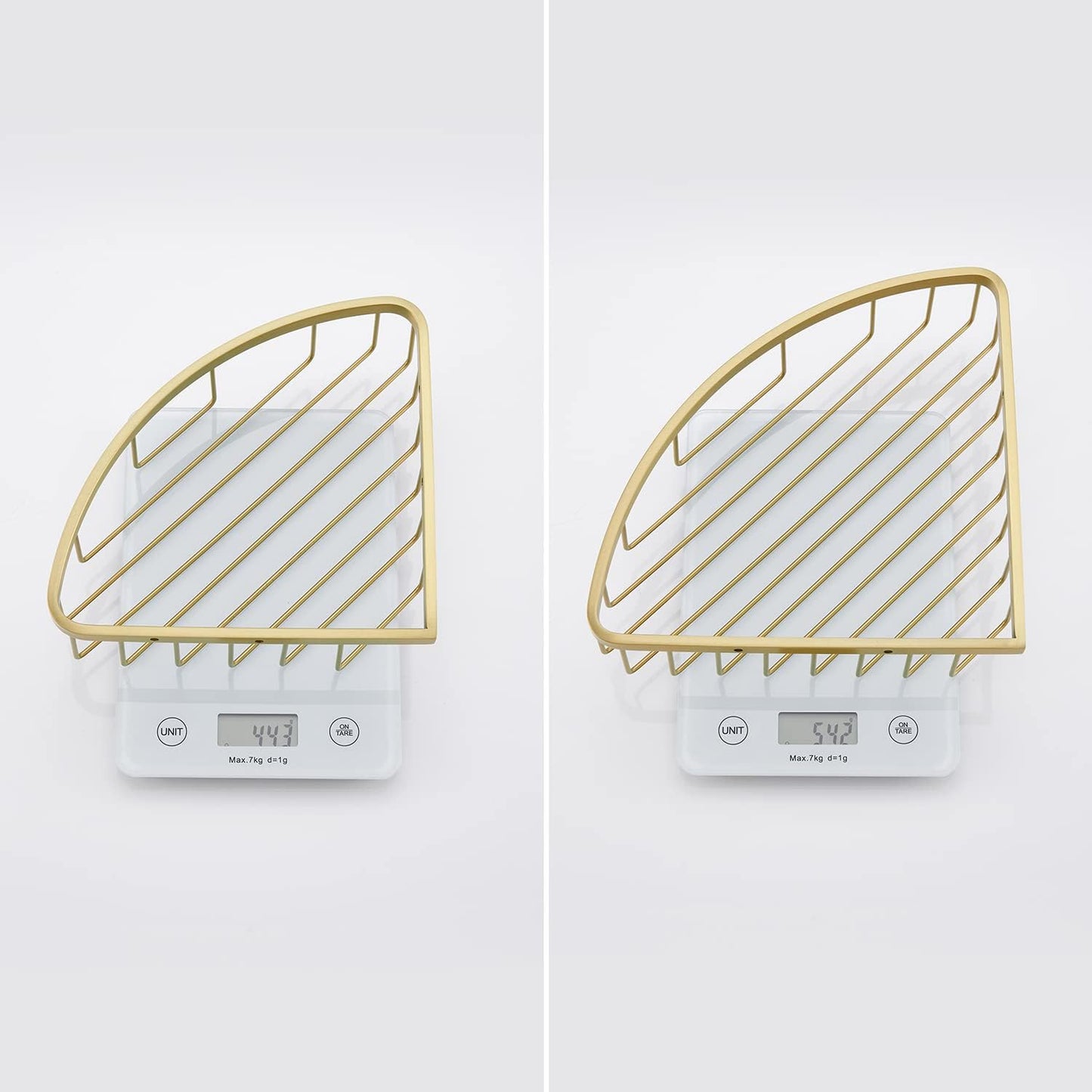 Corner Shower Caddy Organizer, SUS304 Stainless Steel Heavy Duty Rust-Proof Shelf Shampoo Holder, Wall Mounted Storage Rack for Bathroom Kitchen, 2 Packs Brushed Gold