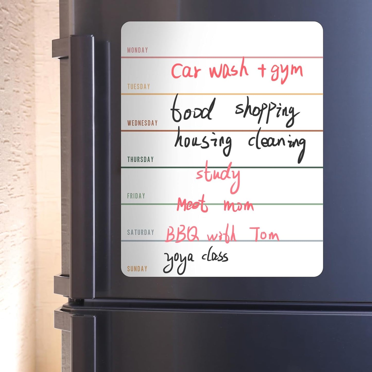 2 Pieces Magnetic Weekly Dry Erase Boards Erasable Weekly Calendars Whiteboard Planners with 2 Pieces Markers for Office, Home, School Supplies (Simple Style)