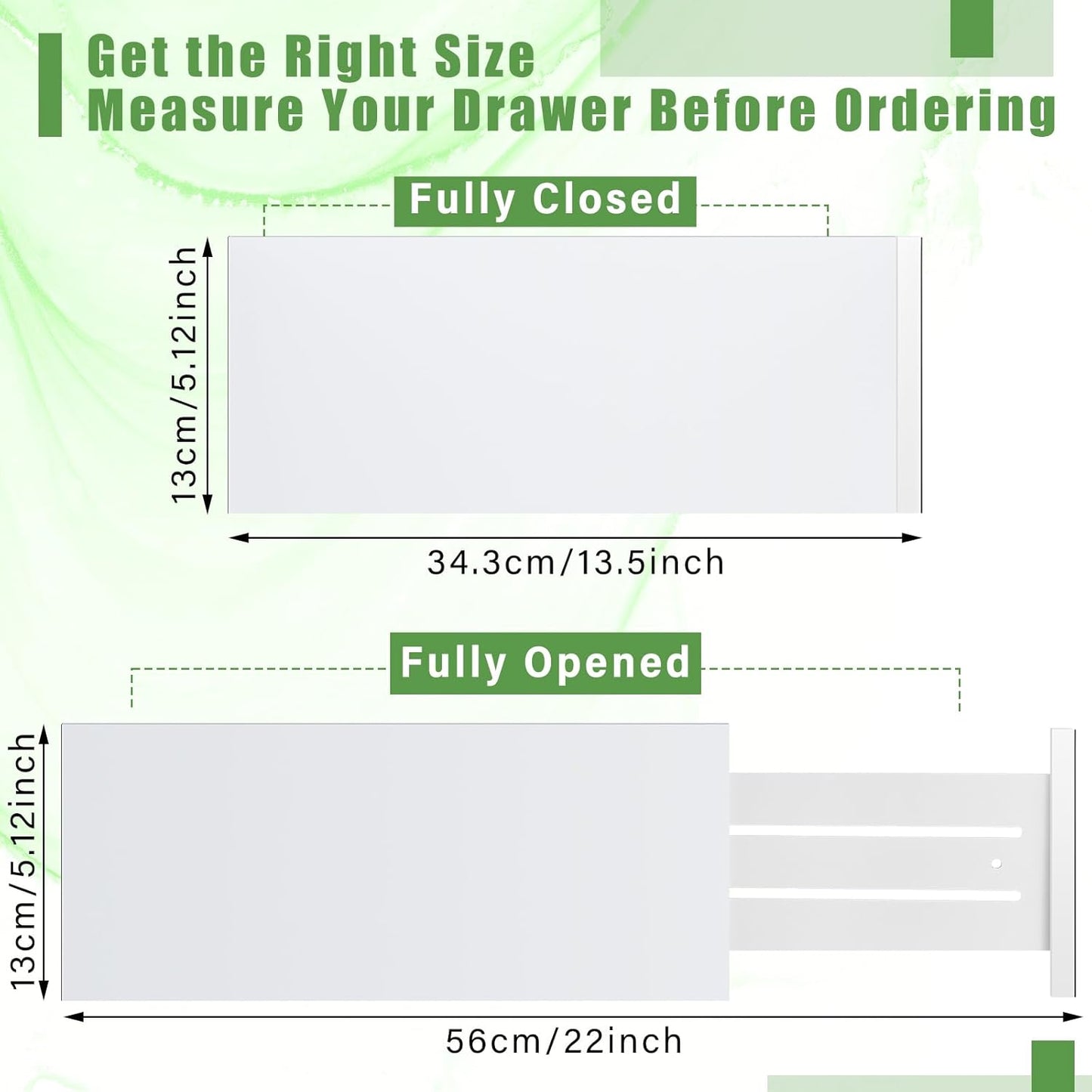 4 Pcs Deep Bamboo Drawer Dividers, Deep Kitchen Dresser Drawer Organizer with Spring Loaded for Clothes, Adjustable Expandable from 15-22 Inch(6 Inch,White)