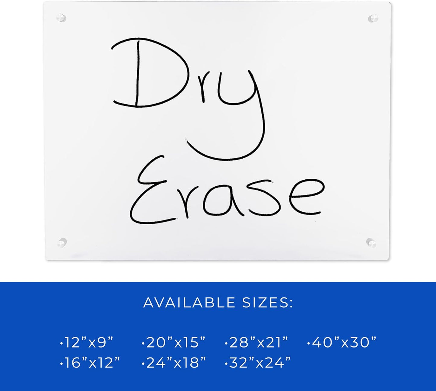 21x28 Dry Erase Board for Wall - with .25 Clear Acrylic and White Stand Off Finish - Perfect Whiteboard for Office, Home, Classroom - Durable and Stylish .25 Clear Acrylic Dry Erase Board