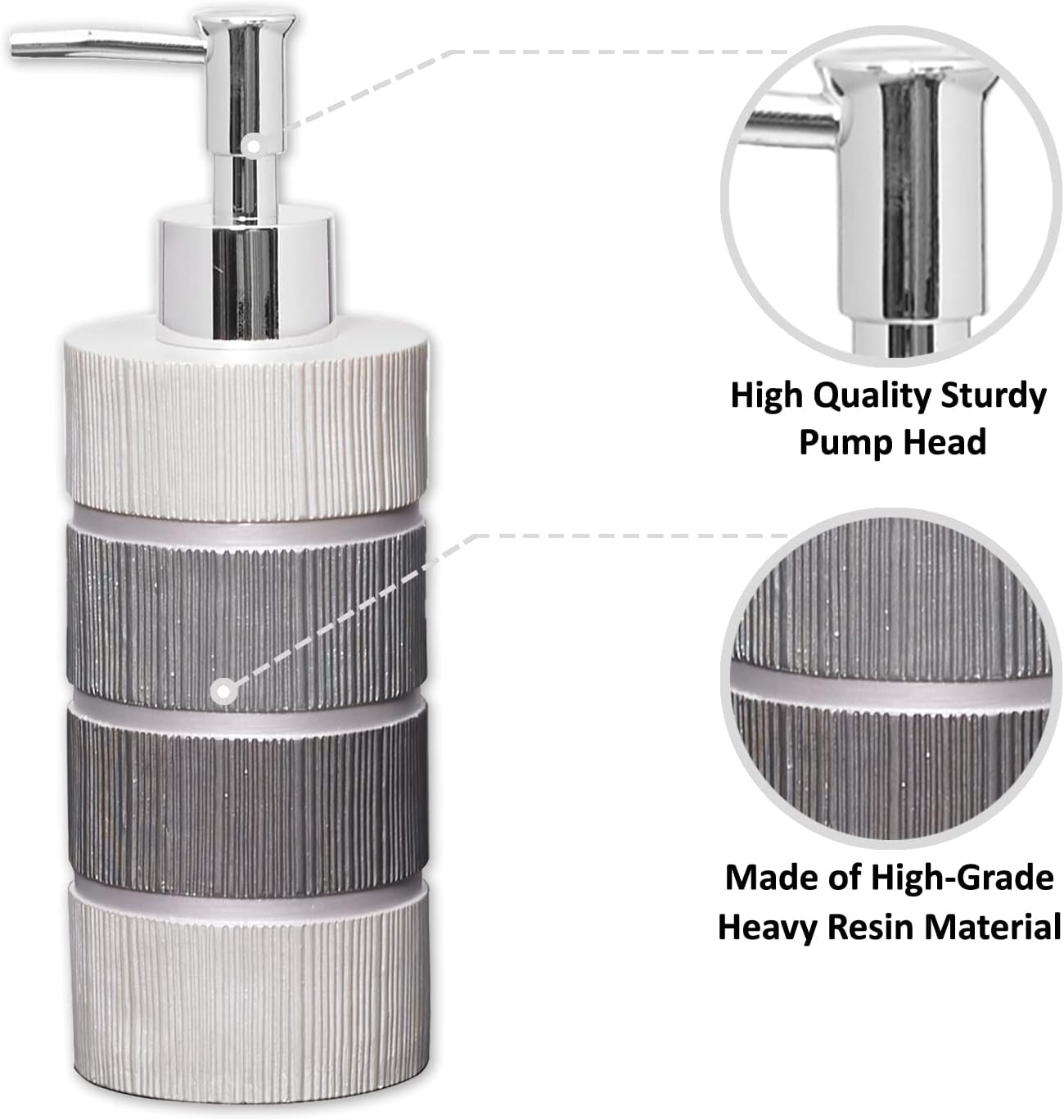 Zahari Home 4pc Modern Line Modern Bathroom Accessories Set Modern Soap Dispenser, Tumbler, Tooth Brush Holder and Dish Soap Holder Luxury Contemporary Grey Decor Unique Design Luxury Bath Set