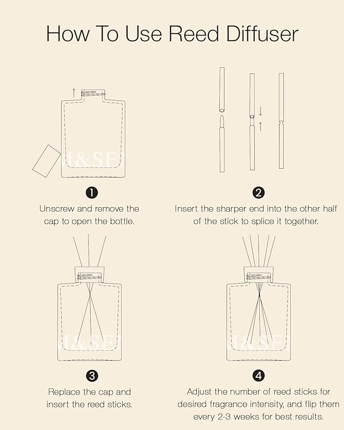 M&SENSE Sandalwood & Vanilla Reed Diffuser Set - 16.9 fl oz Long-Lasting Scent, Non-Toxic Essential Oil Diffuser for Home, Fragrance Diffuser Christmas Housewarming Gift & Bathroom Bedroom Decor